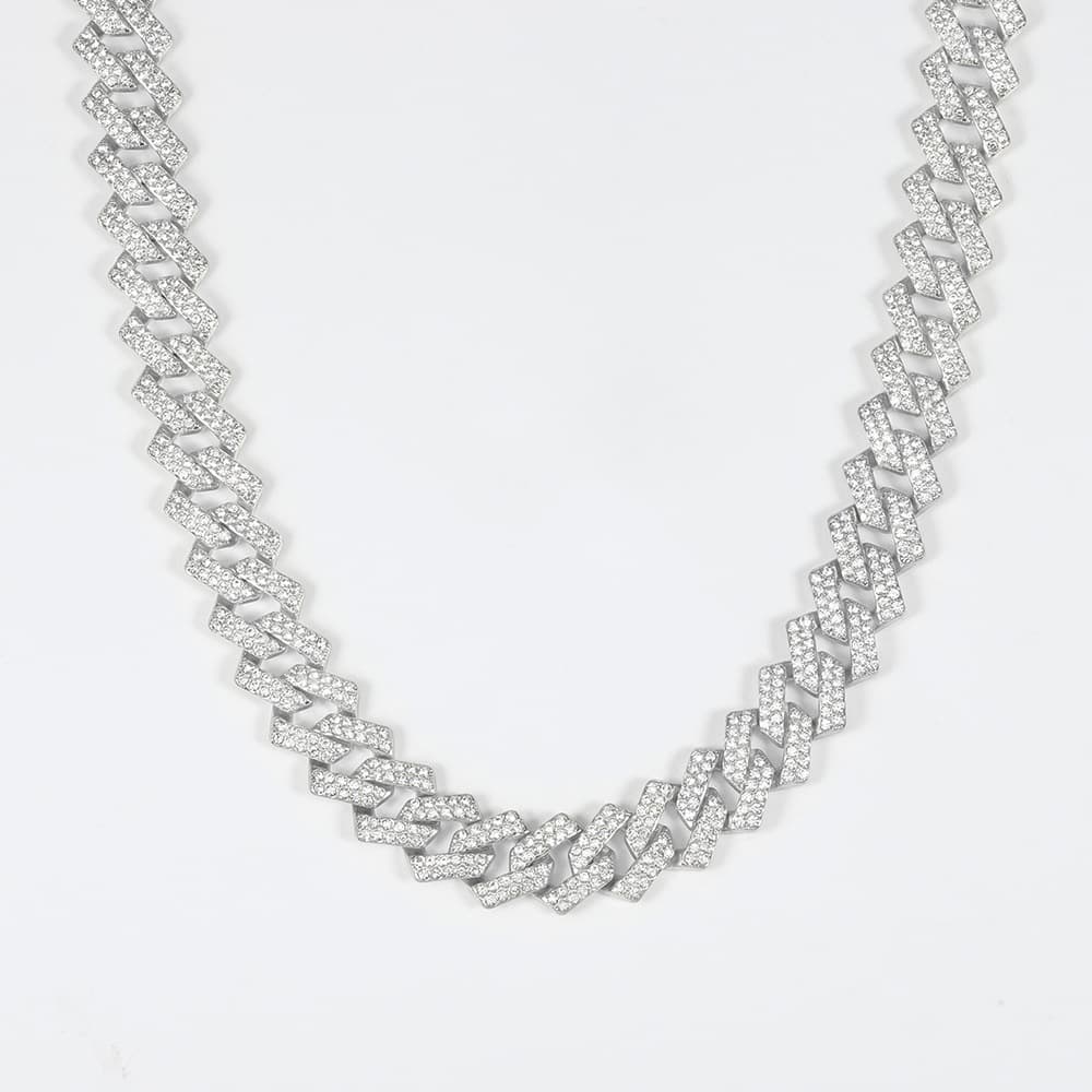 Source Manufacturer Trendy Cuban Chain Men's Hip-Hop Style Alloy Full Diamond Fashion Hot-Selling Necklace European And