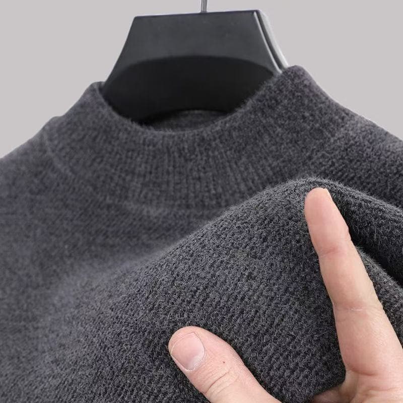 2025 Men's Crew Neck Loose Sweater Warm Long Sleeve Fleece Lined Thickened Chenille Knitwear