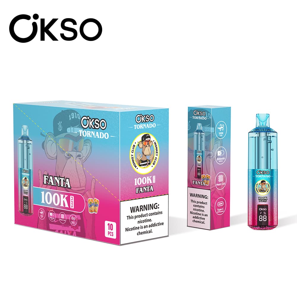 Cigarette électronique jetable OKSO Tornado Monkey Edition, 100 000 bouffées, 10 unités, 800 mAh, 12 saveurs fruitées, écran LED, saveur Myrtil
