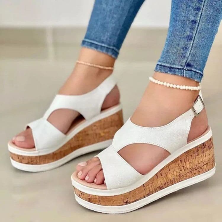 Summer Wedge Heel Fish Mouth Sandals Women's Thick Bottom Platform Casual Sandals Roman Sandals Women's Shoes