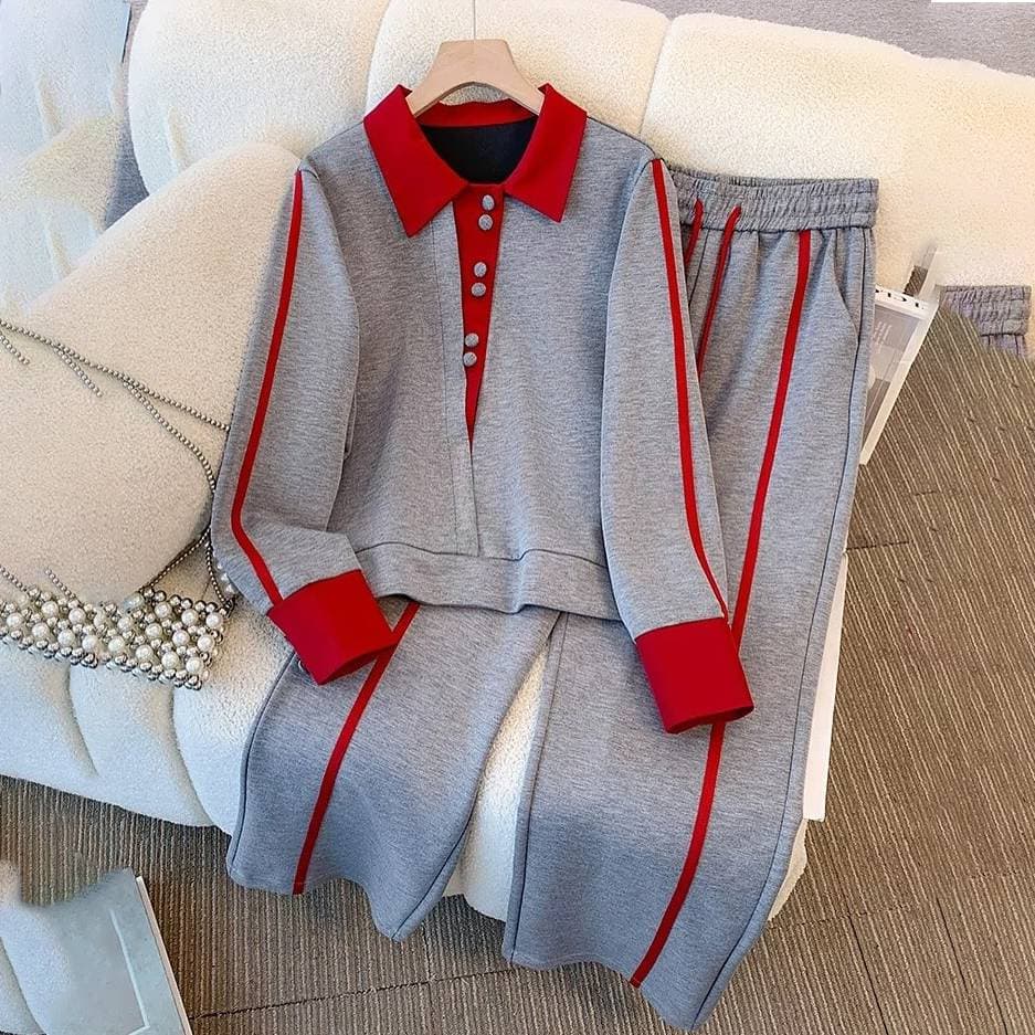 Women's Clothing Autumn New Casual Sports Suits For Women, Fashionable And Slim, Two Piece Long Sleeved Tops, Wide Leg Pants, Two