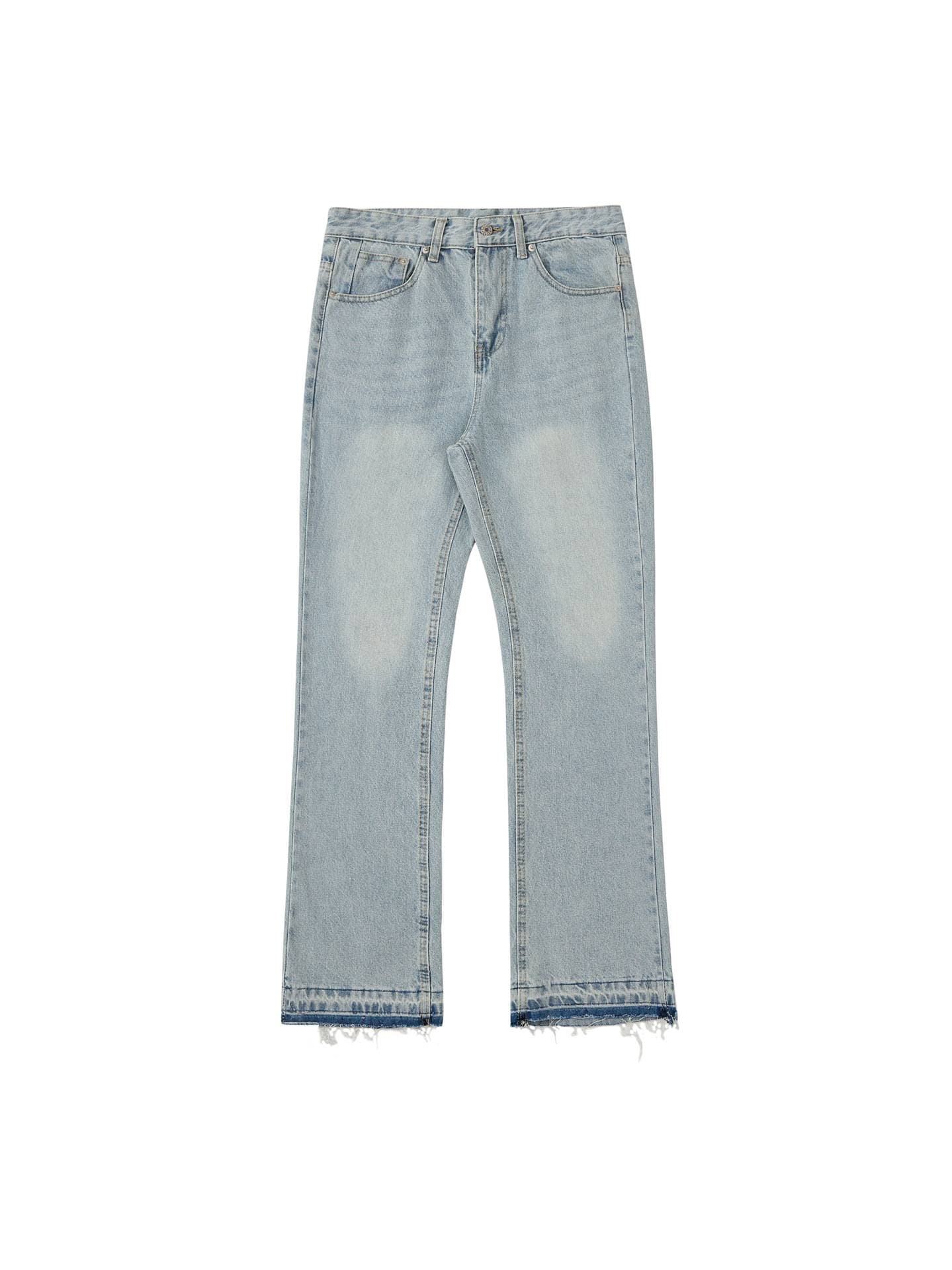 Vêtements pour hommes Jean classique 507 coupe droite pour homme – Pantalon en denim bleu délavé vintage avec ourlet effiloché, style Cleanfit pour tous les jours