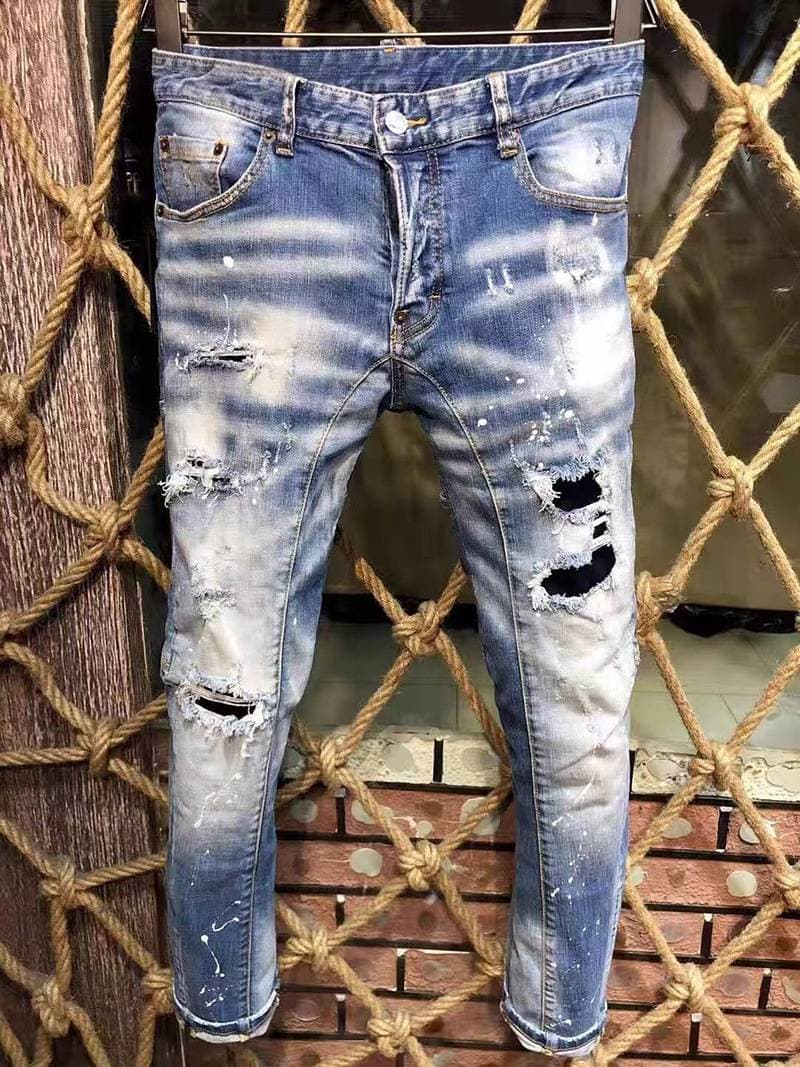 Retro Baggy Men's Jeans With Rhinestone Details, Oversized Loose Fit Denim Pants For Streetwear & Hip-Hop Style, Comfortable Cotton Blend Trousers