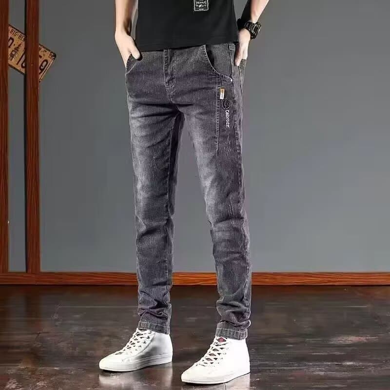Jeans Men's Spring And Autumn Fashion Elastic Slim Small Feet Straight Spring And Autumn Trend Brand Versatile Casual Pants Cotton