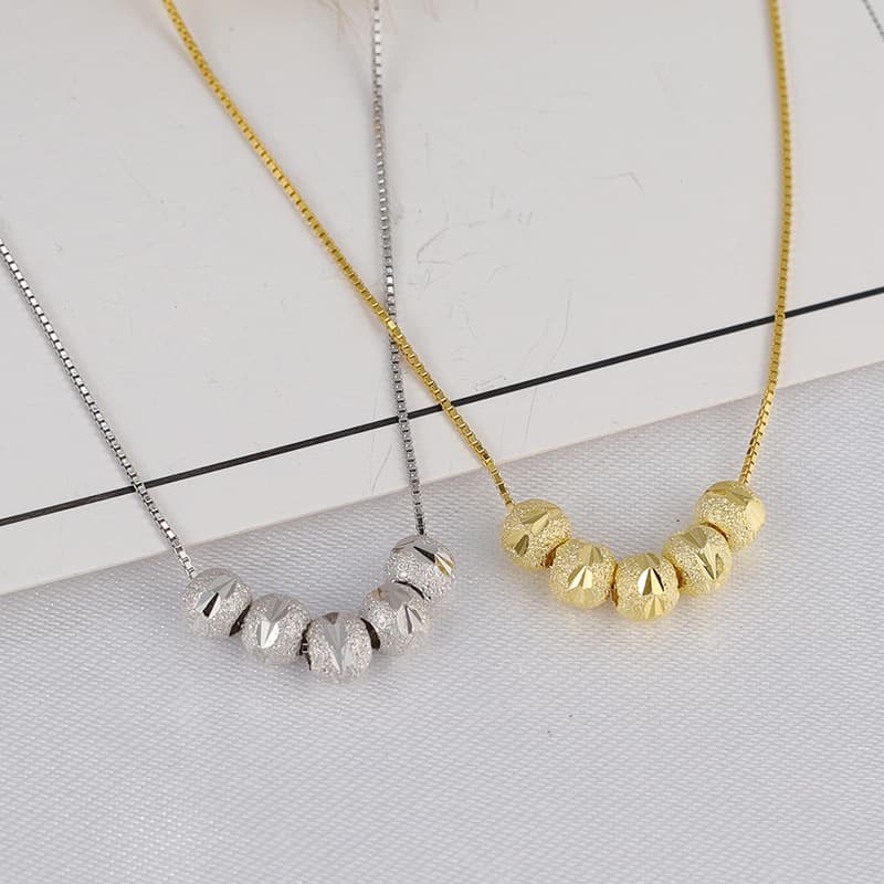 Korea Fashion Transfer Golden Beans Collar Necklace for Women Simple Beaded Pendant Necklace Stainless Steel Jewelry Collares