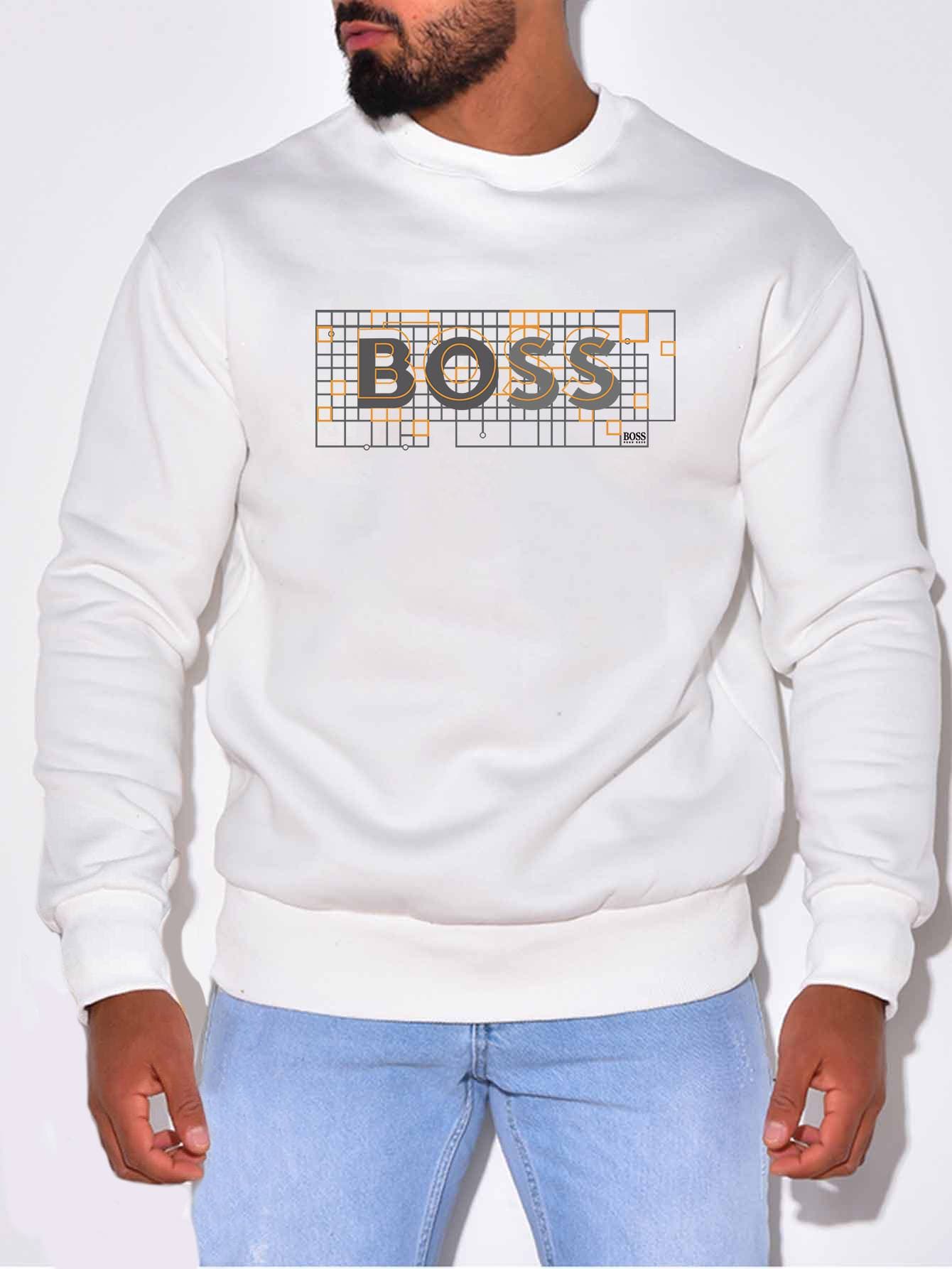 Sweat-shirt à col rond en coton pour hommes, décontracté, ample, à la mode, haut à manches longues