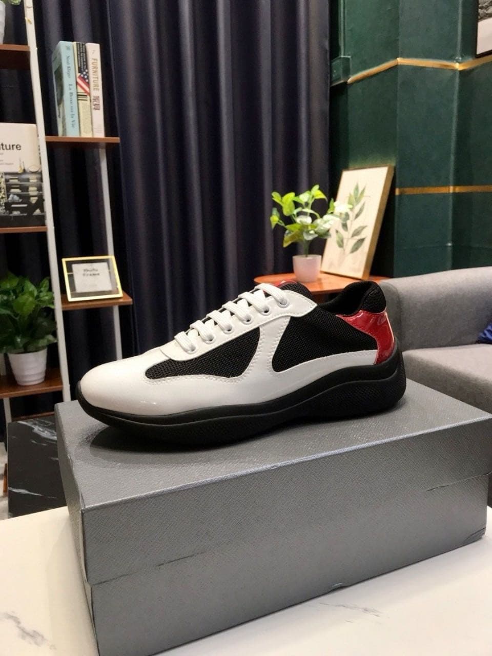 Baskets en cuir, chaussures plates vernies noires et bleues en nylon et maille, chaussures décontractées 888