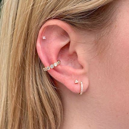 Diamond trinity combination earrings ear studs INS style fashionable all match trend earrings ear buckles for women