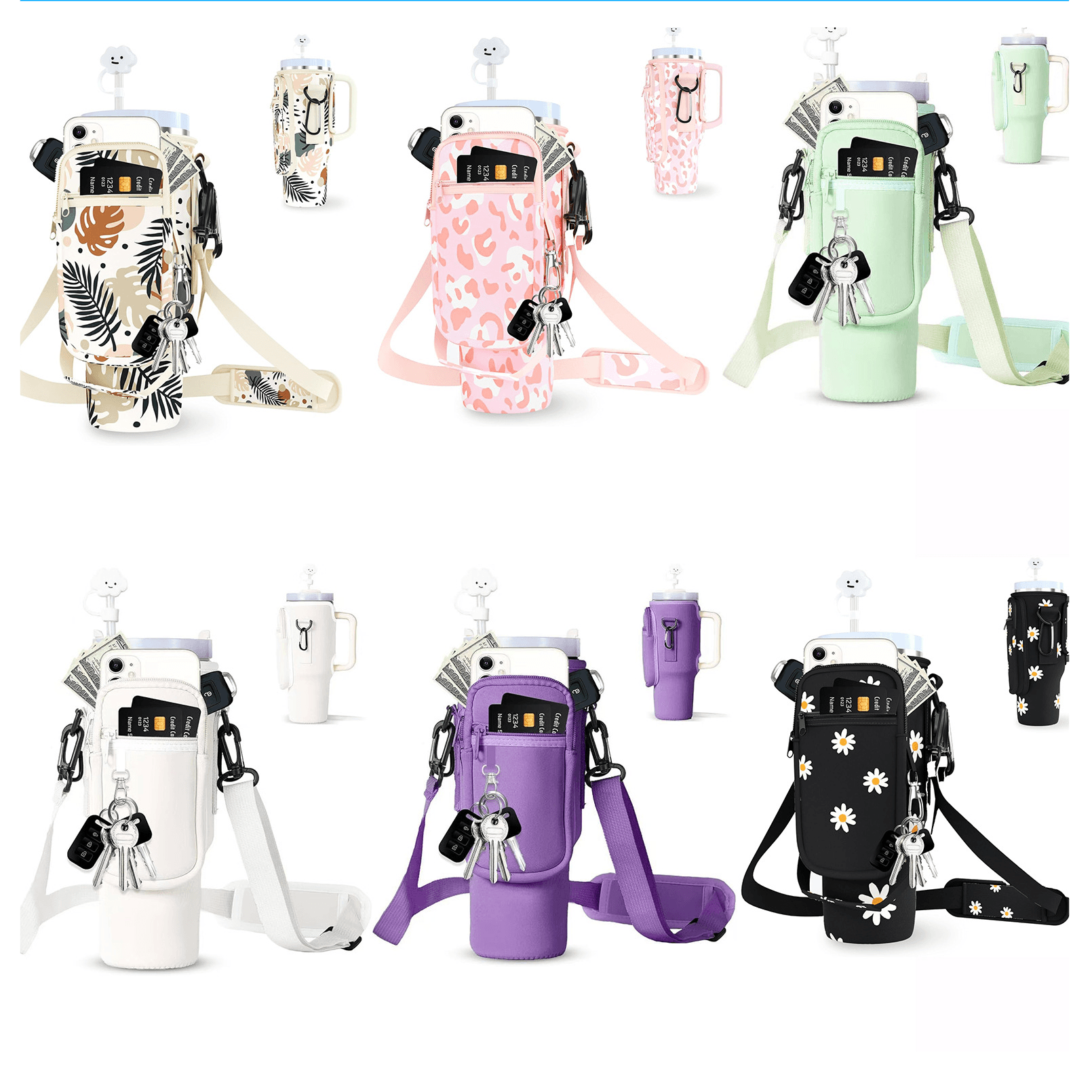 Water Bottle & Cup Accessorie 40 Oz Tumbler With Handle Neoprene Water Bottle Holder Bag