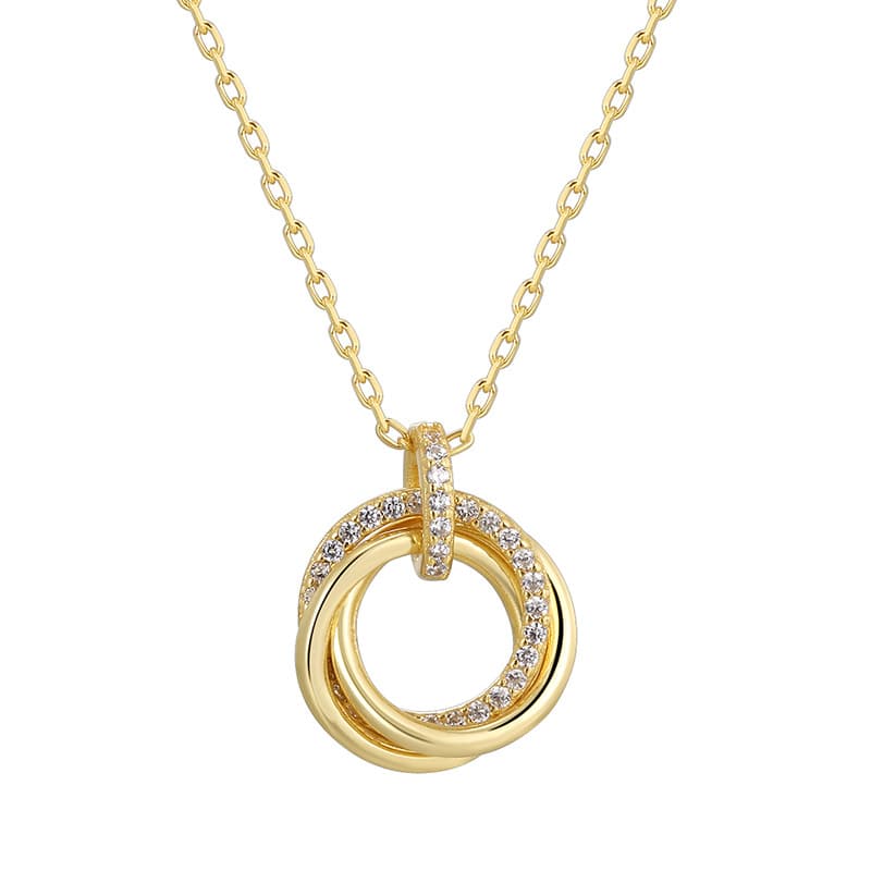 Women's Jewelry S925 Silver Three Ring Necklace Clavicle Chain Ins Style High Grade Sense Ring Niche Design Pendant