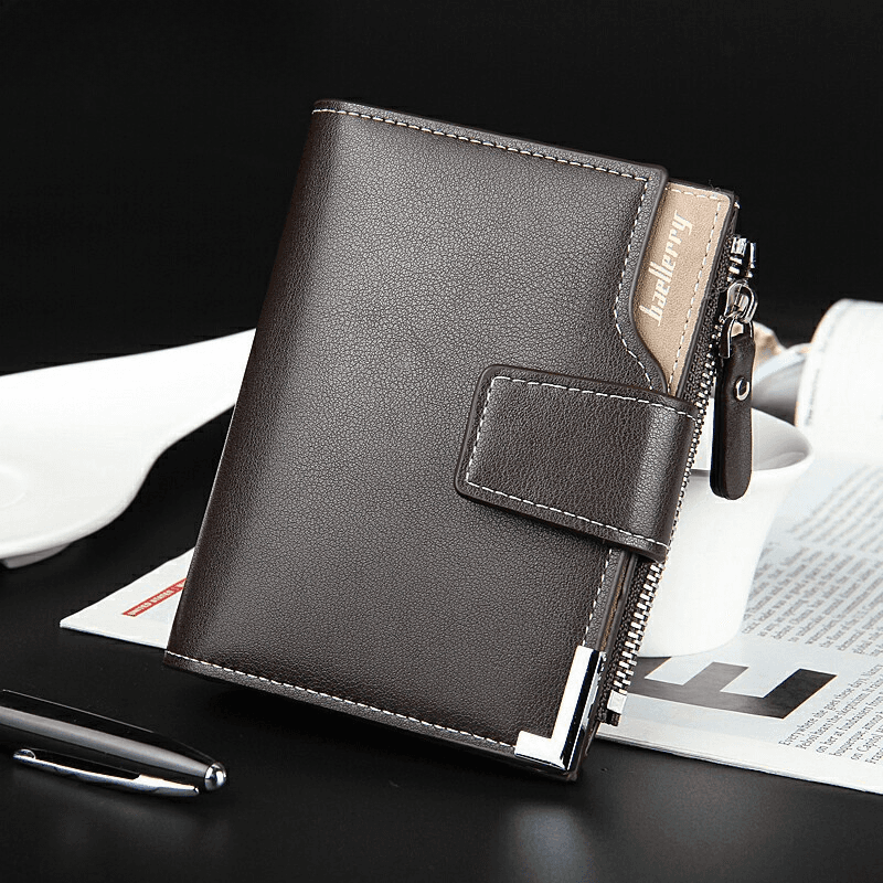 Casual Men's Wallet Multi-functional Wallet Zipper Buckle Three Fold Coin Wallet