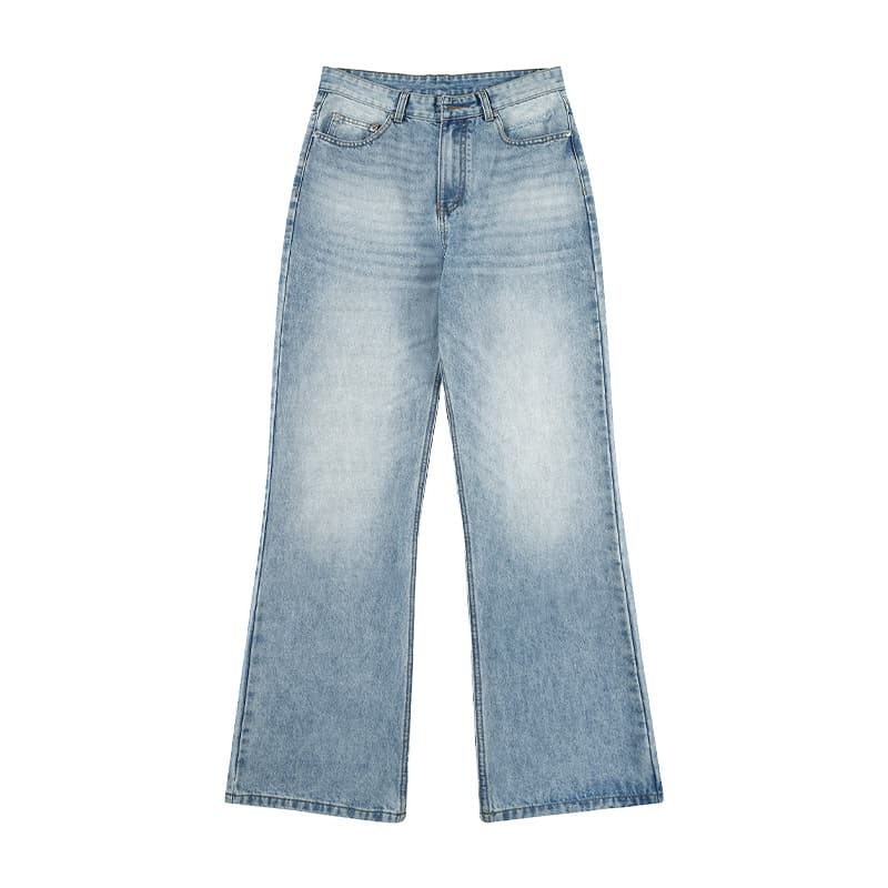 Men's Clothing High Street Light Blue Baggy Jeans Loose Flared Jeans For Men And Women Straight Slim And Versatile