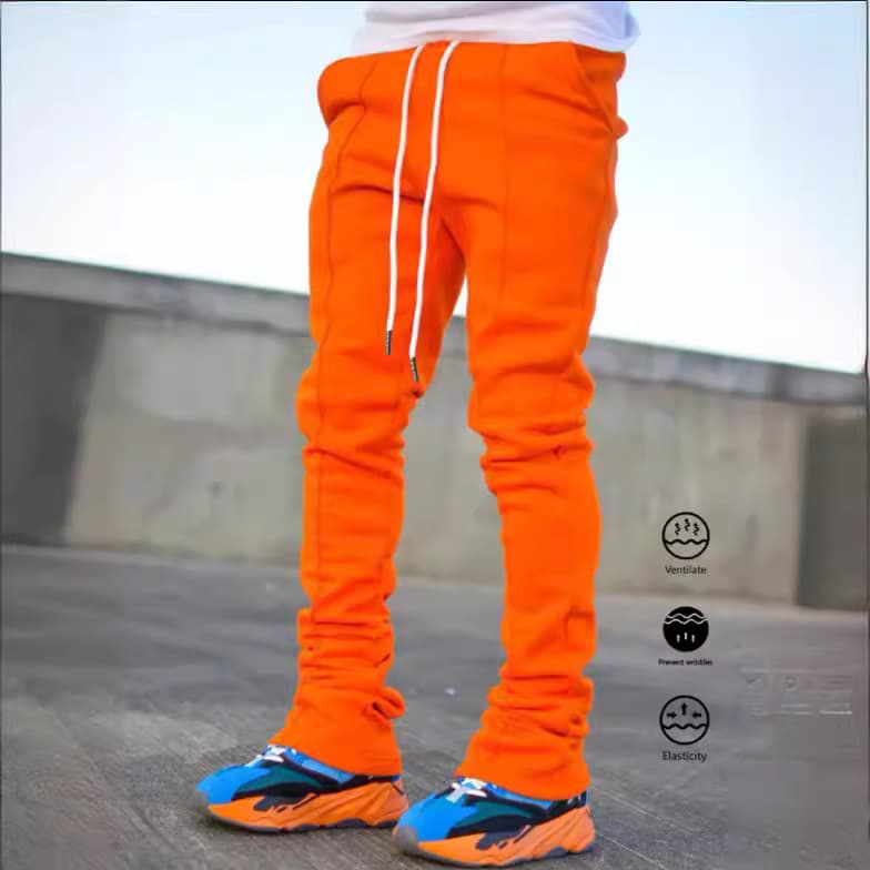 Pantalon décontracté évasé extensible pour homme avec taille ajustable - Pantalon long coupe slim pour un confort et un style en toute saison