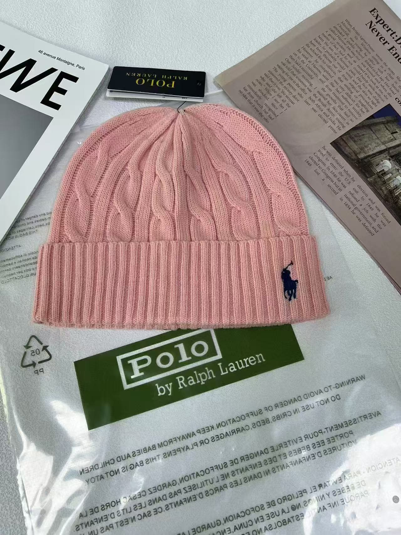 Bonnet unisexe en maille torsadée unie, broderie classique tête de mort, chaud d'hiver, style Ralph Lauren