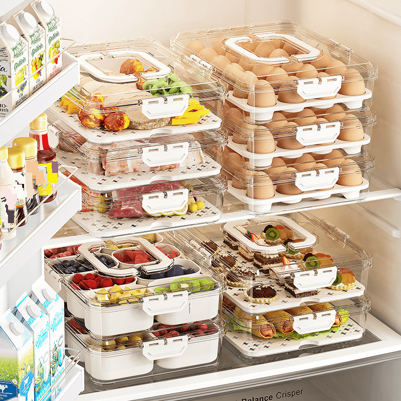 10-Piece Stackable Food Storage Set - BPA Free Airtight Containers For Refrigerator & Pantry (Fruits/Vegetables/Eggs/Spices Organization)​