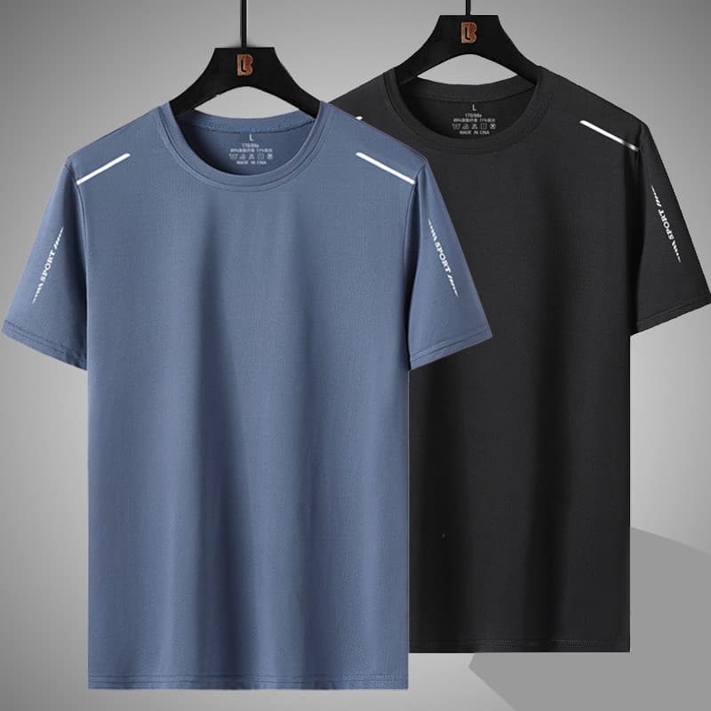 Men's Clothing T-shirt Men's Summer Casual Round Neck Ice Silky Material Half-sleeve Loose Large Size Middle-aged And Elderly Dad T-shirt Breathable