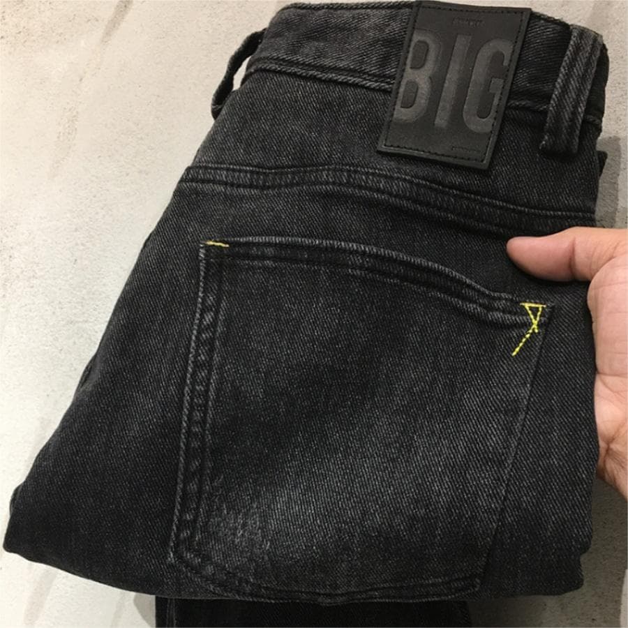 Black jeans trendy brand new 2024 slim fit, small feet, versatile, slimming, elastic washed men's pants