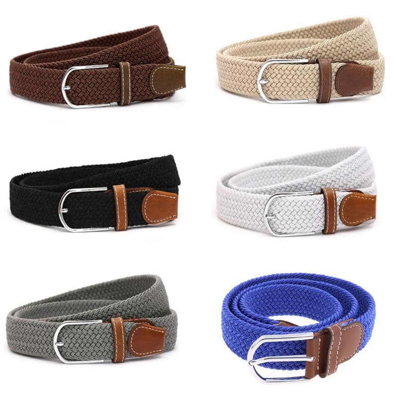 HOT 6 colors Fashion Men’s Stretch Belt Premium Leather Golf Wide Elastic Waistband