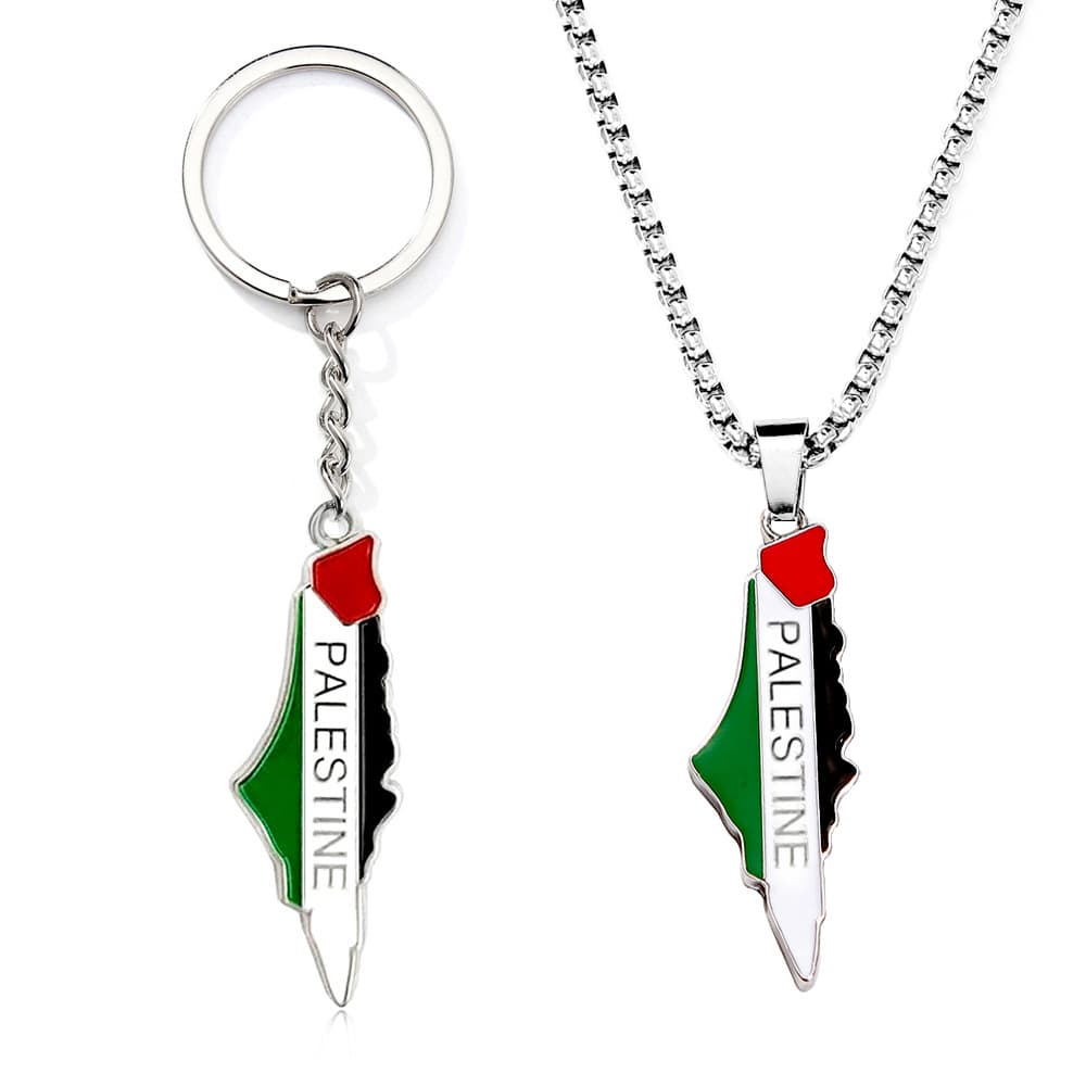 Palestine letters Palestine map flag keychain pendant decoration metal pendant accessories factory direct supply