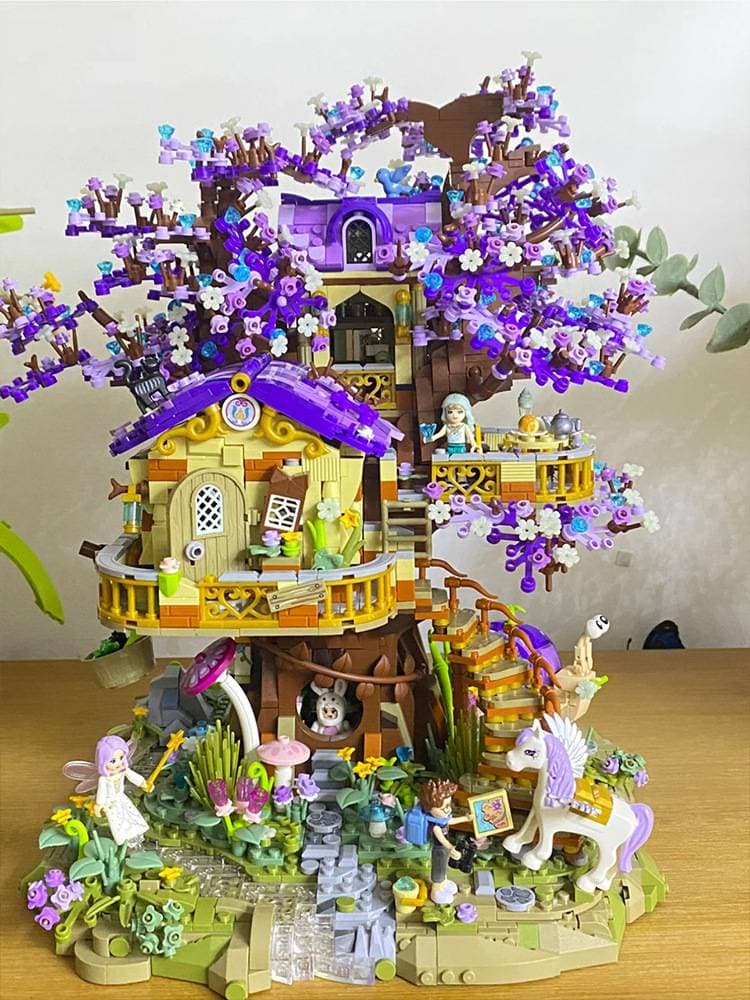 Elf Tree House Building Blocks New Toys Ambient Light + Acrylic Board Girls And Boy Assembling Lego Toys Christmas Gifts - Holiday Gift Selection