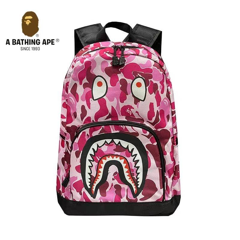 Bape-Shark Head Backpack Unisex Camouflage Ape Head Fashion Versatile Youth Backpack Student Backpack Travel Bag