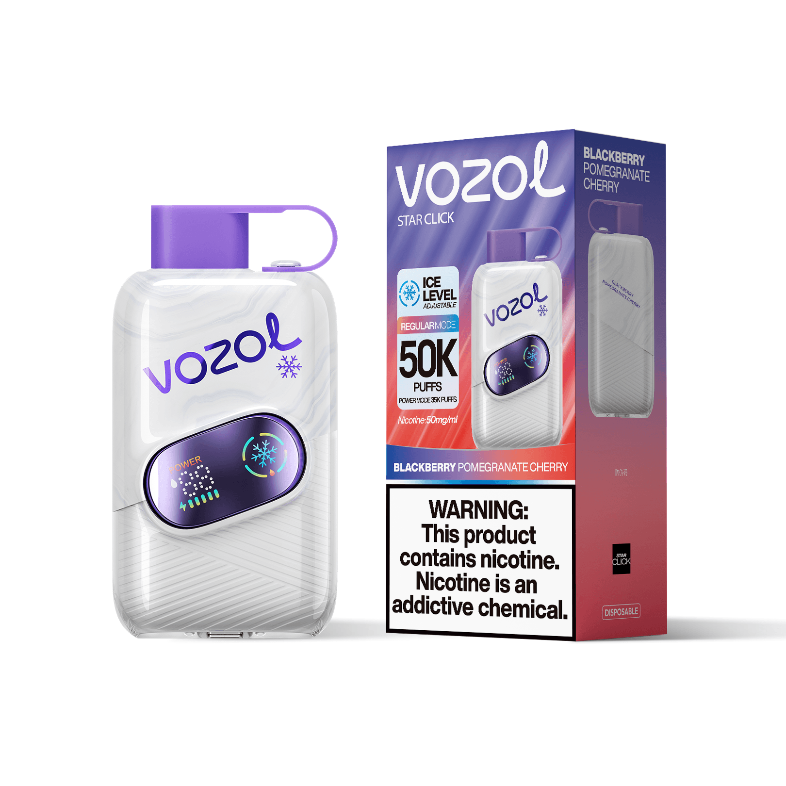 Entrepôt UE 1 PCS Vozol Star Click 50000 Bouffées 50k Vape Jetable avec Écran Bildschirm Vape Boisson Énergisante Longue Durée