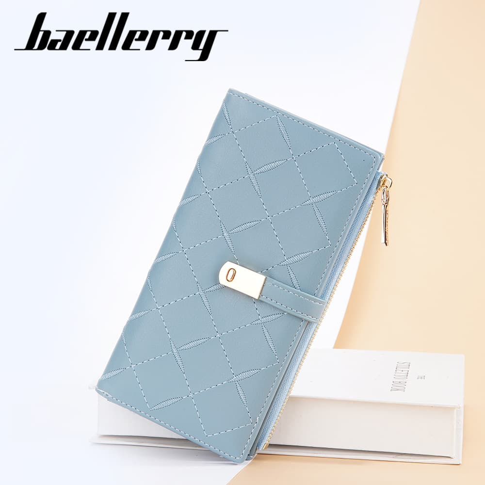 Baellerry new ladies long wallet Korean style quilted embroidery multi-card slots buckle clutch bag women wholesale