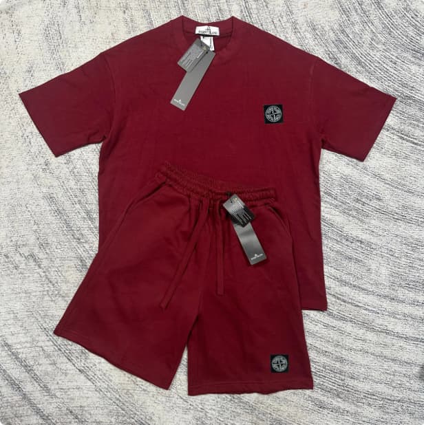 Short STONE à insigne boussole transfrontalier, pantalon décontracté mi-long, ensemble de sport ample à manches courtes pour l'été