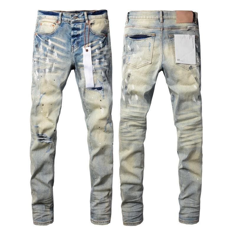 Jean déchiré violet de haute qualité pour homme, style streetwear