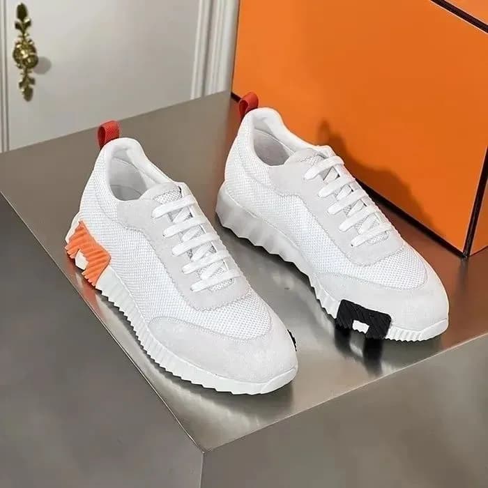Baskets montantes de marque H pour homme, style décontracté, en cuir et mesh, à lacets, style running.