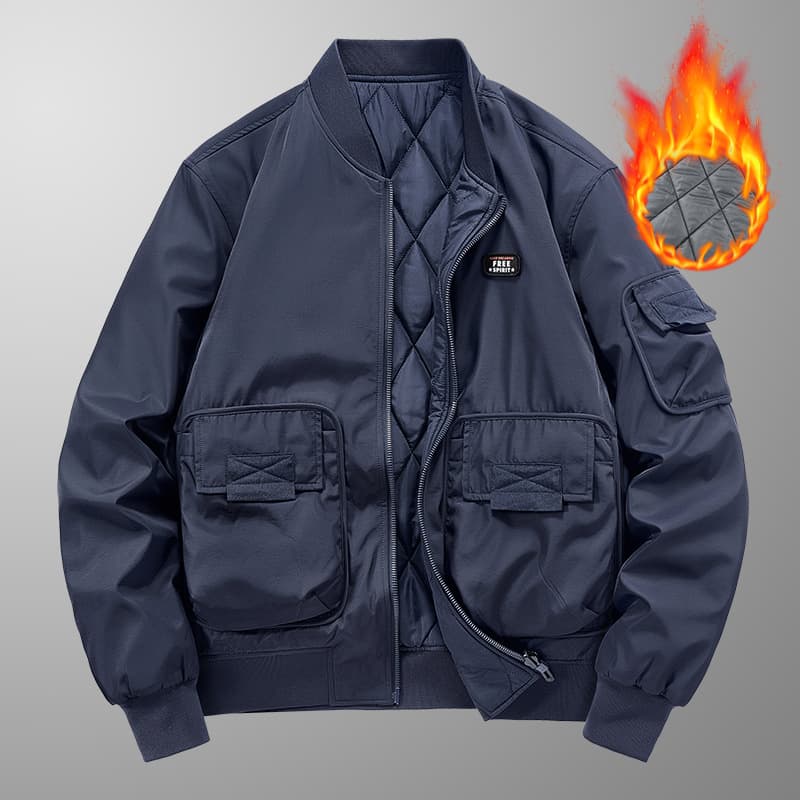 Men's casual jacket, warm pilot's top, men's autumn and winter clothing, thick cotton clothes 23519A