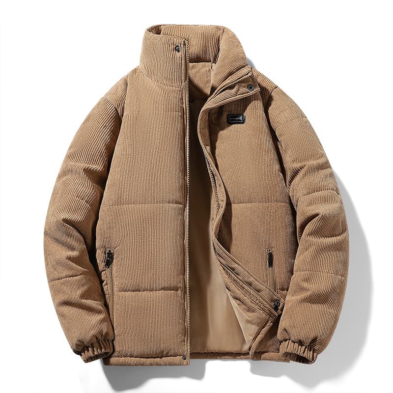 Men's Clothing Corduroy Cotton Jacket Autumn And Winter Men's Thickened Velvet Warm Breathable Loose Bread Coat Trendy Casual Stand Collar Jacket