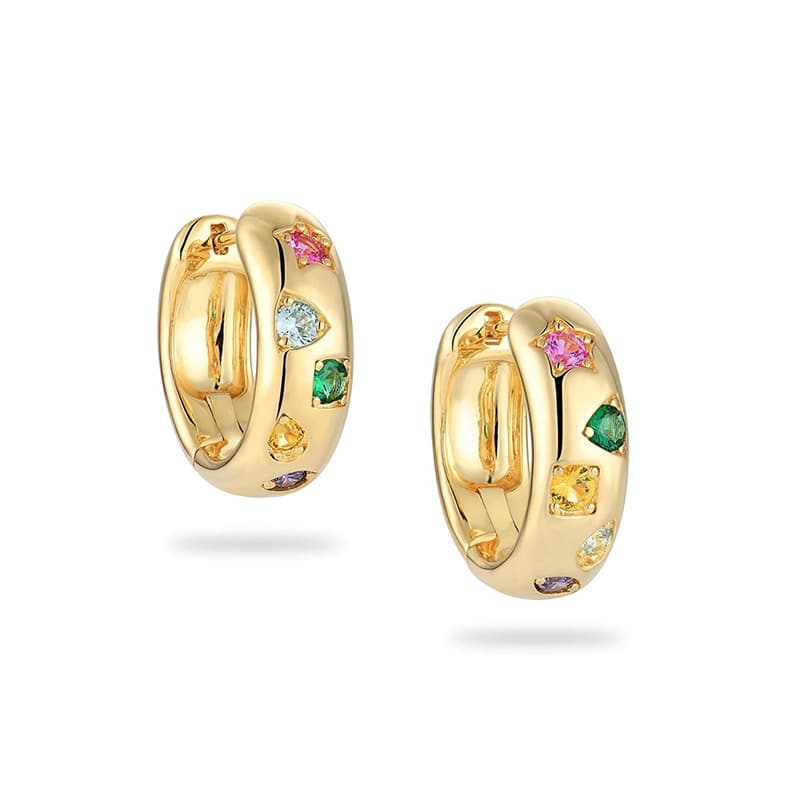 Women's Jewelry Retro Five Pointed Star Color Zirconium Earrings Light Luxury High End Design Sense Fashion Circle Earrings Ear Jewelry