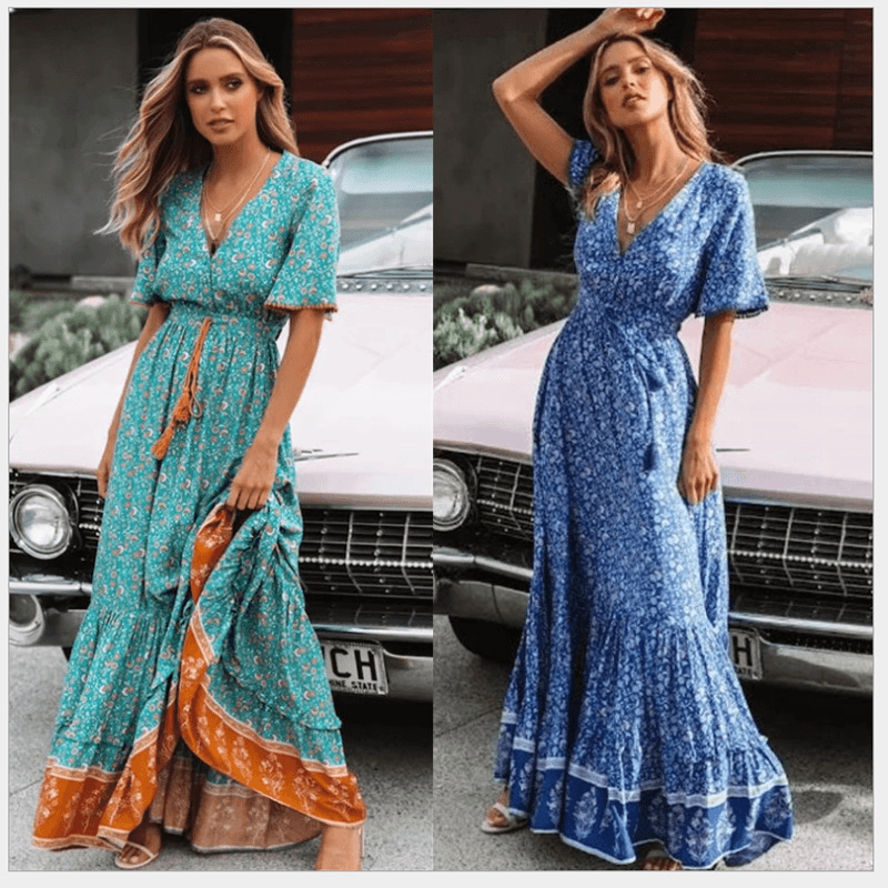 Women's Printed Dresses Bohemian Long Dresses Seaside Holiday Beach Dresses