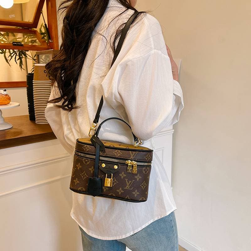 Femmes boîte sac cosmétique sac à bandoulière marque imprimé dames fermeture éclair ouvert sac à bandoulière femmes mode décontracté luxe q