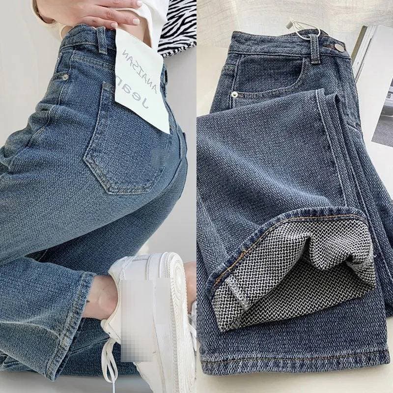 Women's Clothing Vintage High-Waisted Flare Jeans For Women - Stretchy Denim Wide-Leg Trousers With Comfort Fit, Retro Blue