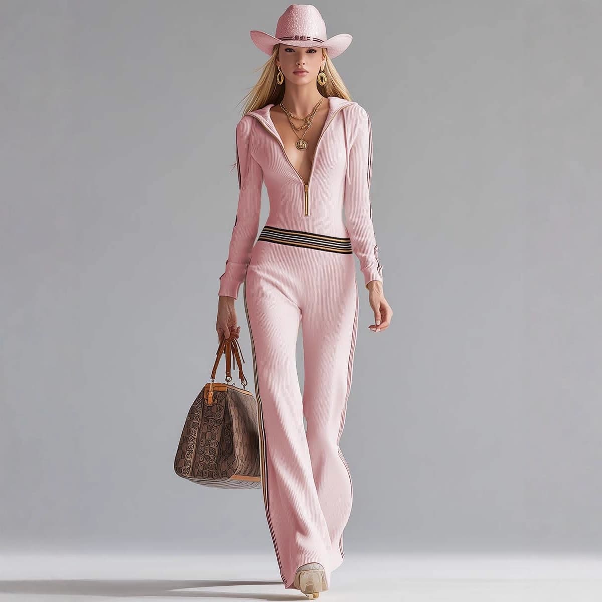 ​​Women’s Ribbed Knit Hooded Jumpsuit – Long Sleeve Color Block Romper For Fall/Winter, Stretchy & Comfortable (S-2XL) – Black, Blush Pink, Apricot​​