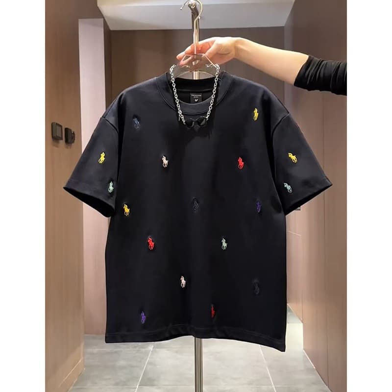 T-shirt homme coupe ajustée, col rond, marque tendance, brodé et personnalisé, manches courtes, pull décontracté d'été