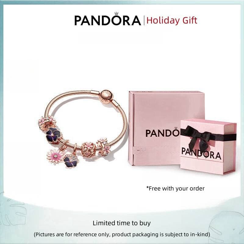 New romantic sea of flowers bracelet set rose gold pink purple flowers daisy holiday gift for girlfriends