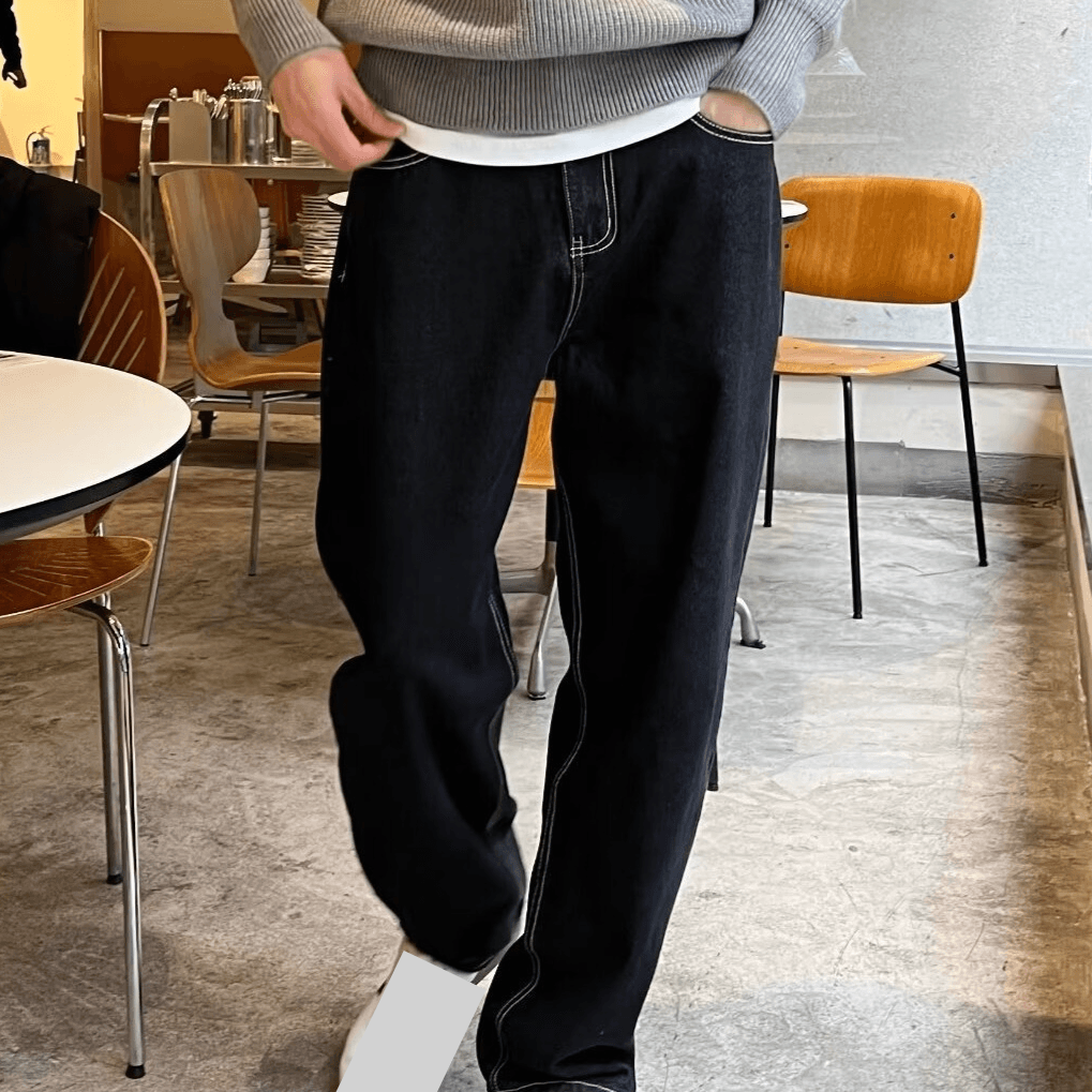 Men's Clothing [RetroDenim] Men's Relaxed Fit Jeans - Vintage Straight Leg | Japanese Selvedge Denim