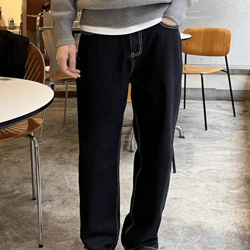 Men's Clothing [RetroDenim] Men's Relaxed Fit Jeans - Vintage Straight Leg | Japanese Selvedge Denim