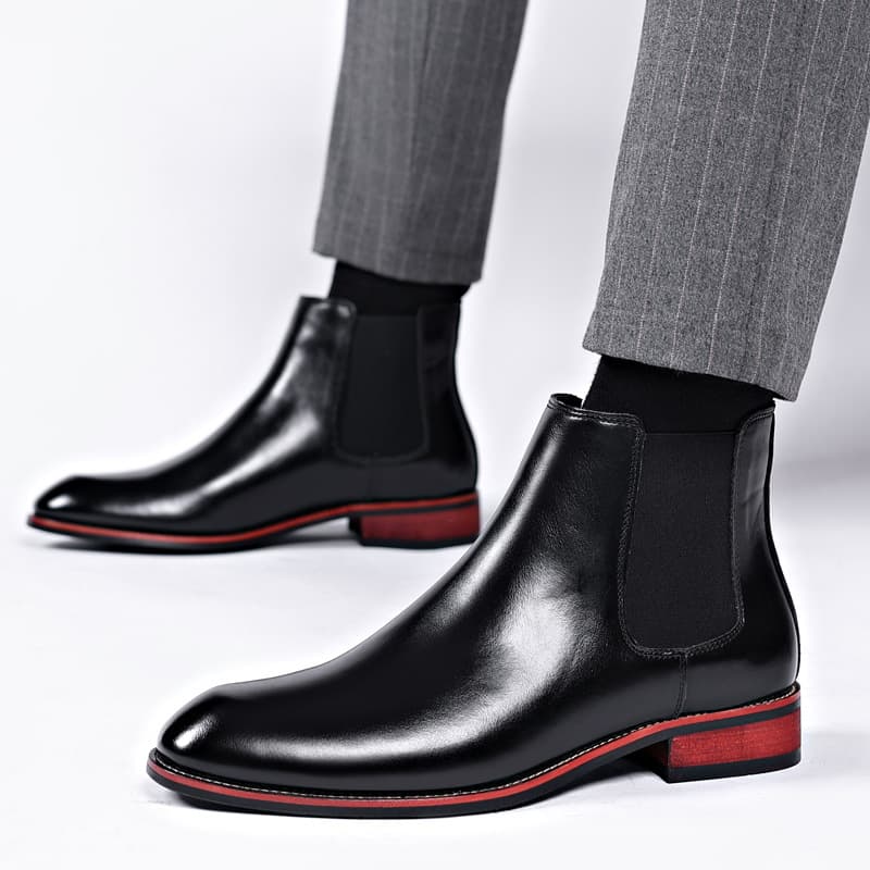 Breathable Pointed Ankle Boots High Tops Mid-tops Trendy Leather Boots