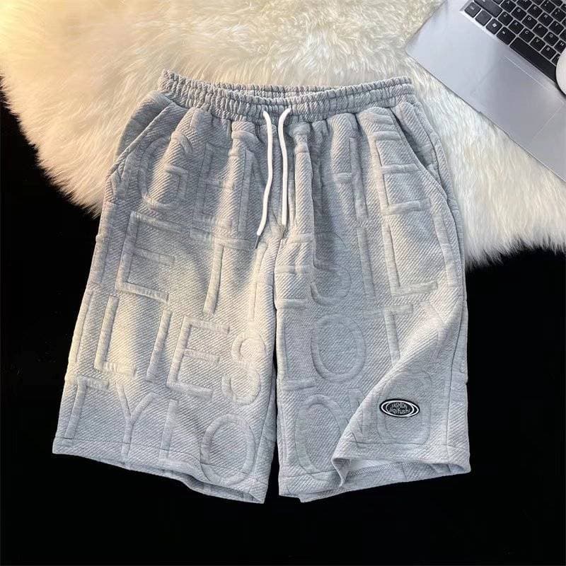 Men's Summer Casual Sports Shorts Loose Fit Basketball Mid-Length Pants Trendy American Style Black Gray White