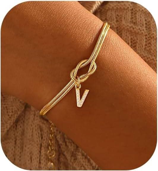 Bracelet en zircon avec 26 lettres, tendance, nœud concentrique, rond, en os de serpent, pour couple, amitié, bijoux de main