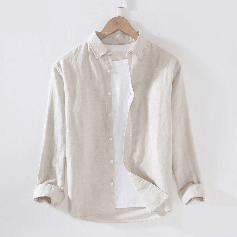 Men's Clothing Men's Lightweight Linen Long Sleeve Shirt - Breathable Cotton Linen Blend, Casual Slim Fit, Comfortable & Stylish For Spring & Summer​