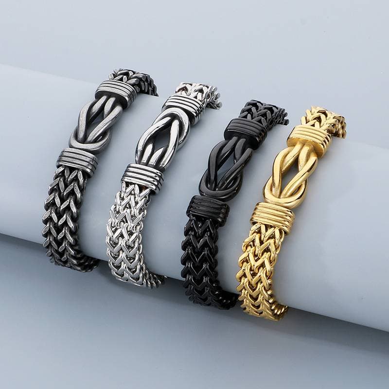 Men's Titanium Steel Braided Rope Bracelet - Hipster Geometric Chain For Casual & Streetwear Style - Unisex Fashion Jewelry Gift For Travel