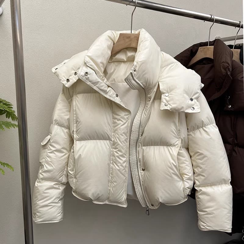 Oversized Puffer Jacket For Women - Cozy Winter Coat With Hood, Short Length, Loose Fit, Trendy Streetwear Style (Black, Beige, Brown)