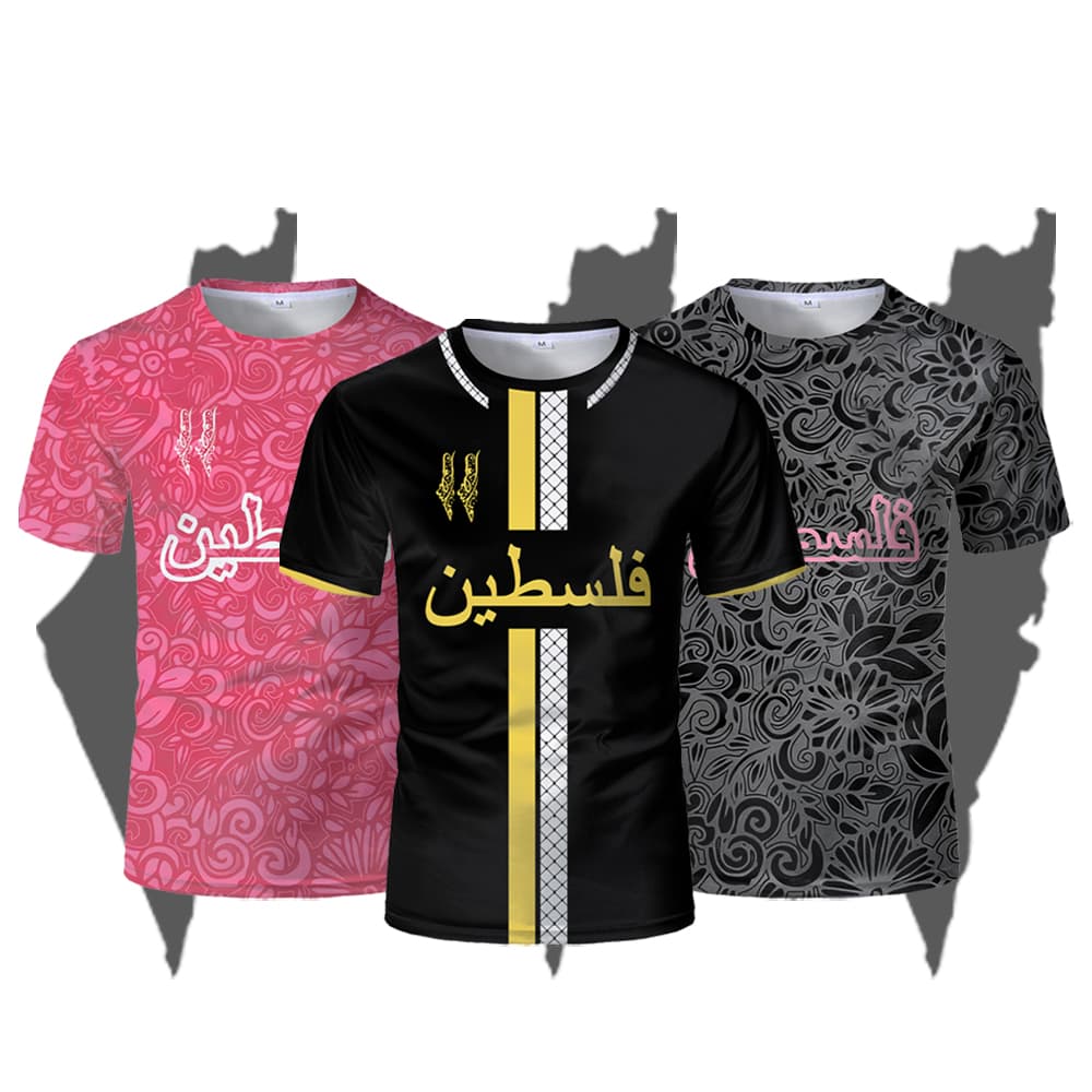Palestine Football Jersey T Shirts Adult & Kids Light Luxury Digital Printed Soccer Uniforms Summer Mens Palestinian Flag Tees