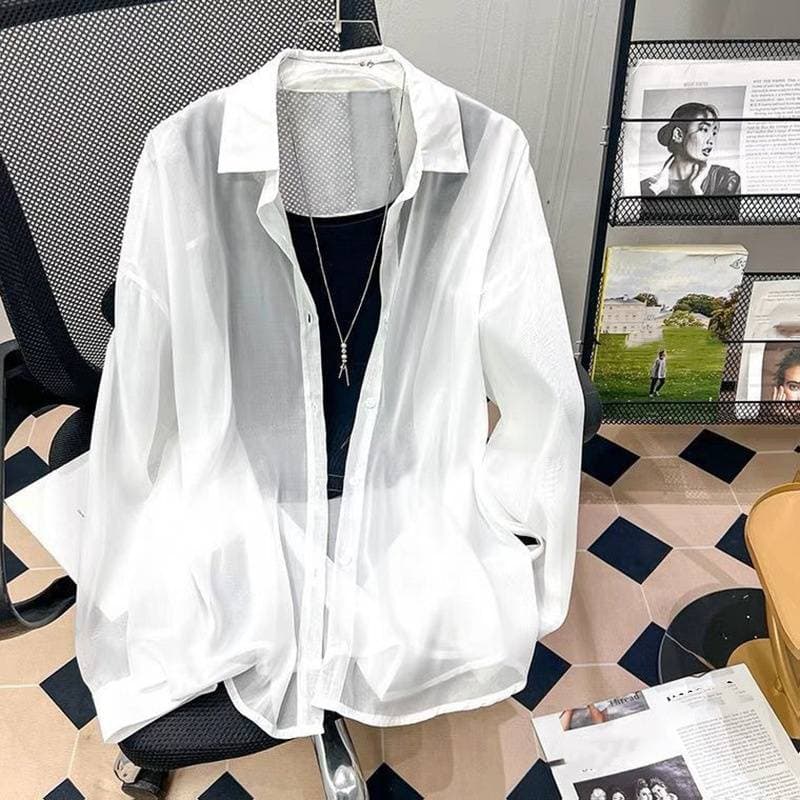 Women's Clothing Design Sense Fashion Chiffon Shirt Summer Thin Breathable Sun Protection Clothing Loose Versatile Tops
