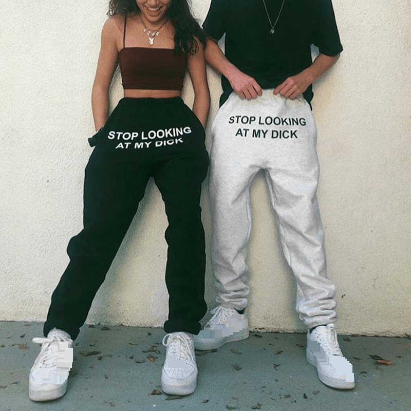 Sports Pants Letter Print Casual Pants Sweatpants Men Drawstring Loose Tapered Front Large Logo Print Trousers